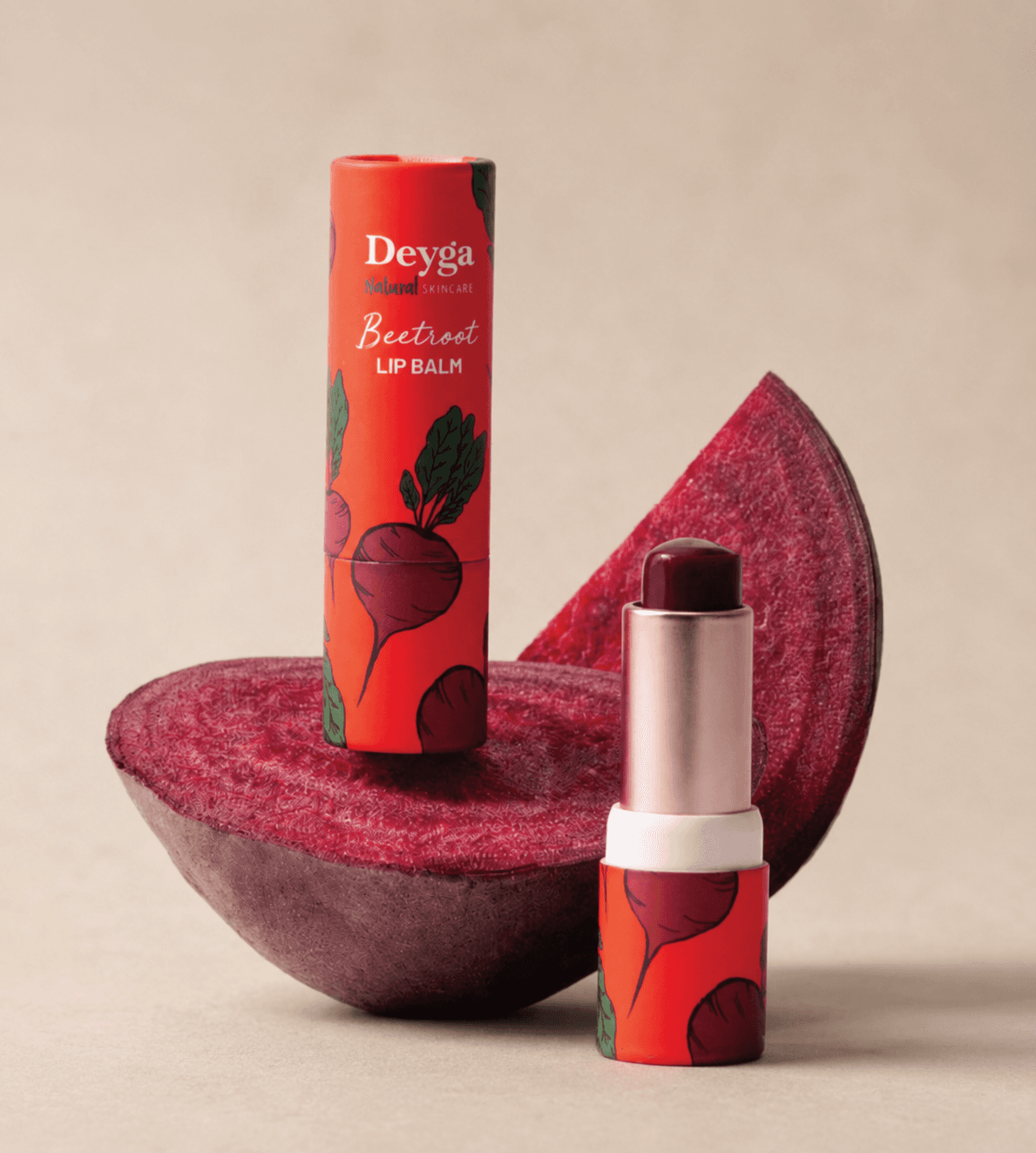 Deyga Naturals Beetroot Lip Balm | Tinted Lip Balm | On-The-Go Touch-Ups | Powered with Beetroot powder | No Petrolium Jelly