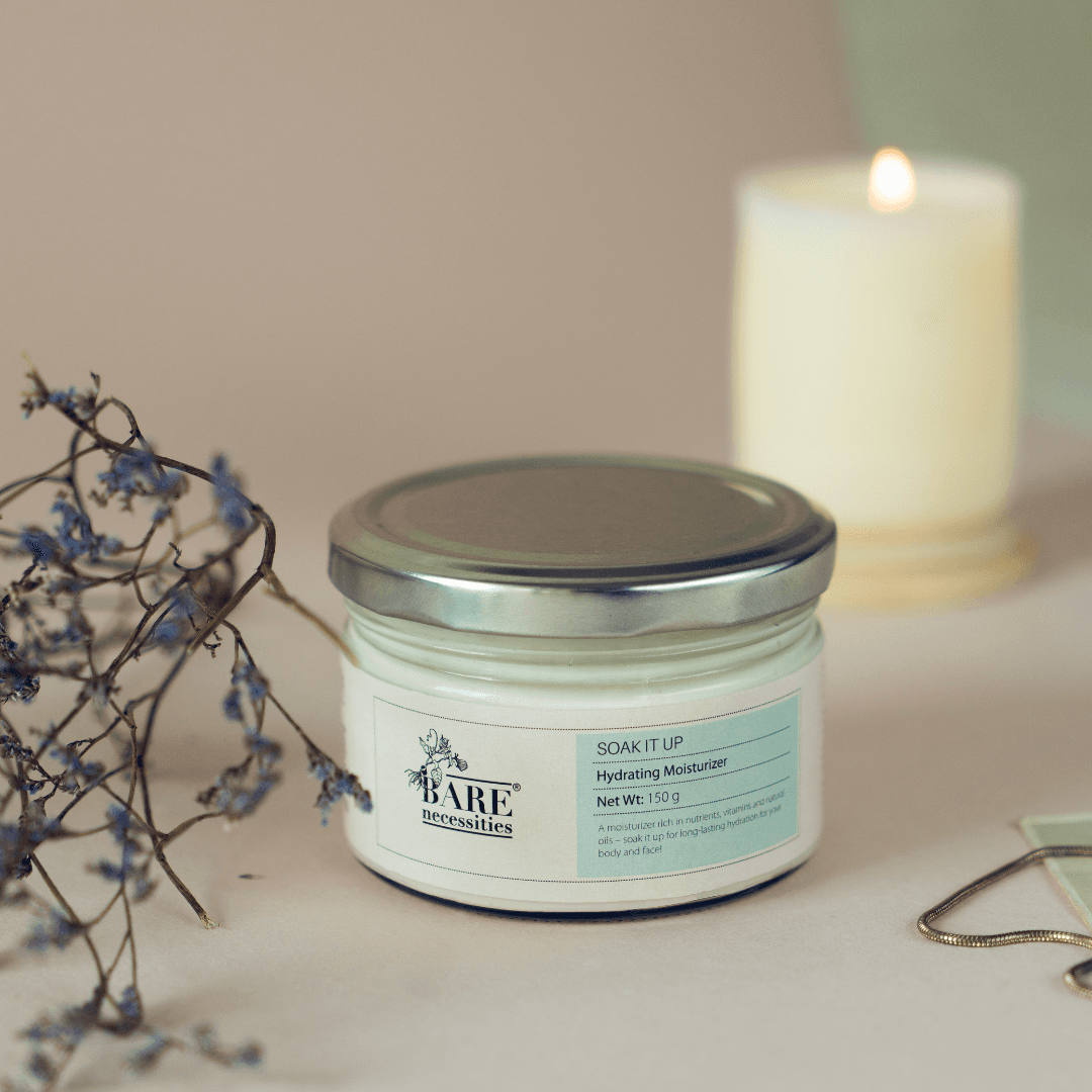 BARE NECESSITIES Soak it up Medium | 100% Plant-based Moisturiser | Suitable for All Weather | All Skin Types | Non-Comedogenic | Anti-inflammatory | All Seasons Jar